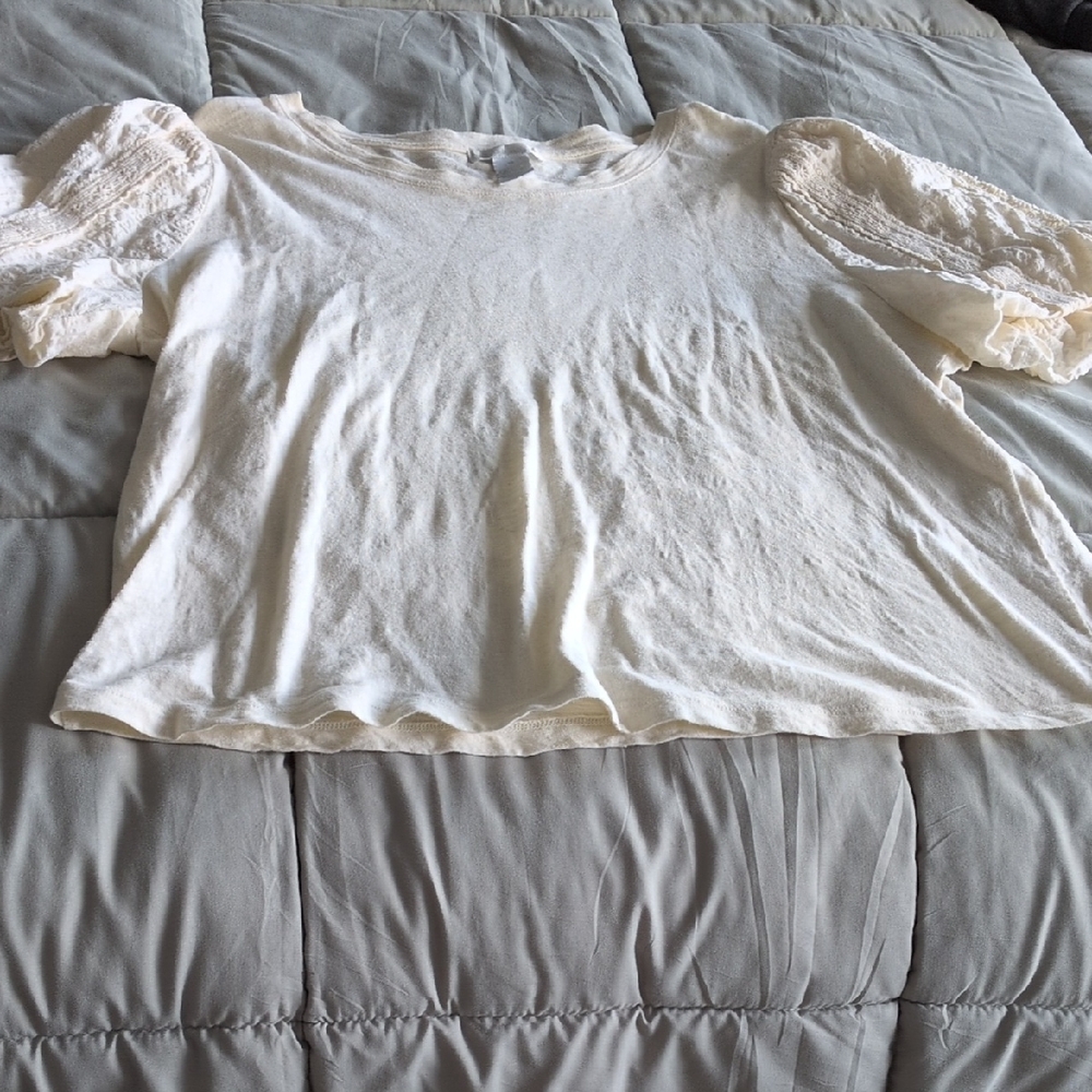 EUC Design History Cream Puff Sleeve Blouse, size XL